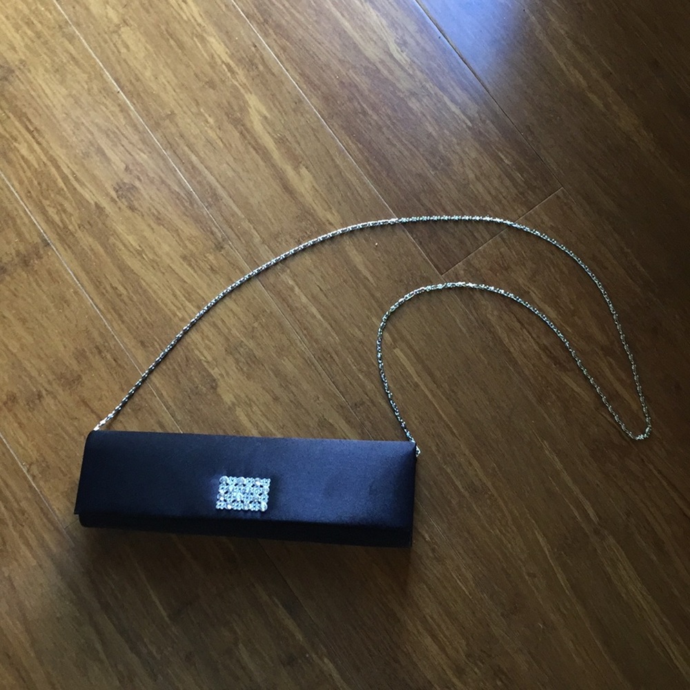 BIJOUX TERNER BLACK SATIN EVENING BAG
